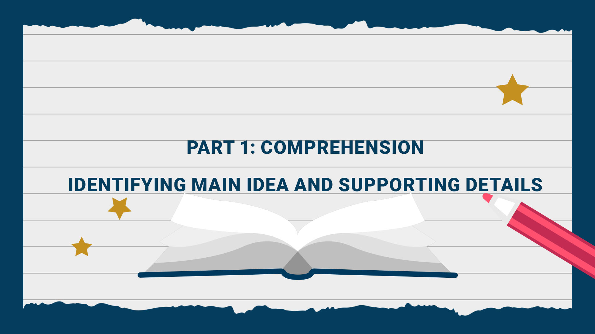 Part 1: Comprehension - Identifying Main Idea and Supporting Details